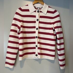 Boden Red and Cream Striped Cardigan